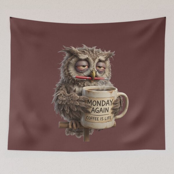 Item preview, Funny 3D Owl Teacher Drinking Coffee - School Humor designed and sold by CoffeeAndChao.