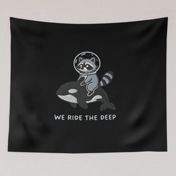 Item preview, Raccoon Riding Orca We Ride the Deep designed and sold by roartusa.