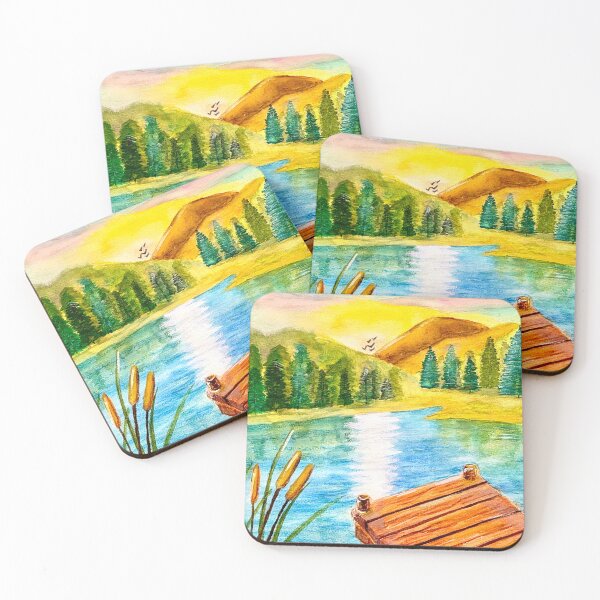 Item preview, Peaceful Lake Wooden Pier designed and sold by TrazosDelSurArt.
