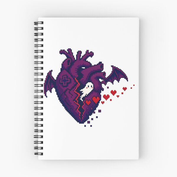 Item preview, Gothic Pixel Heart with Bat Wings and Spooky Ghost designed and sold by chattsuede.