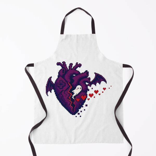 Item preview, Gothic Pixel Heart with Bat Wings and Spooky Ghost designed and sold by chattsuede.