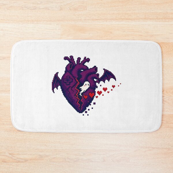Item preview, Gothic Pixel Heart with Bat Wings and Spooky Ghost designed and sold by chattsuede.