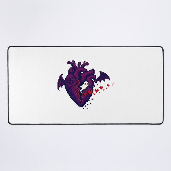 Item preview, Gothic Pixel Heart with Bat Wings and Spooky Ghost designed and sold by chattsuede.