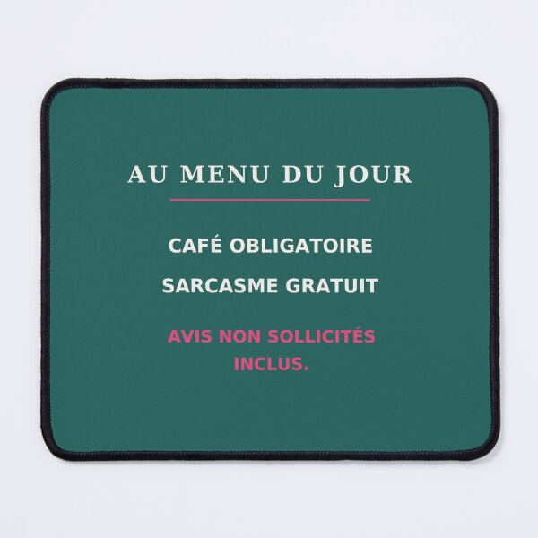 Item preview, Today's menu: mandatory coffee, free sarcasm - humor quote designed and sold by VYNCERA.