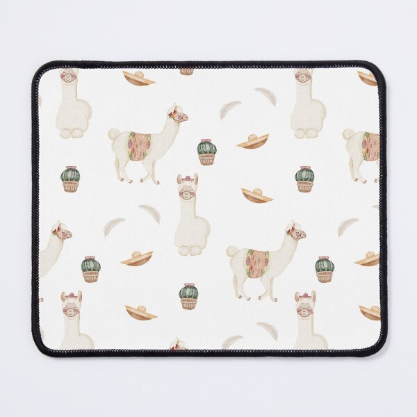 Item preview, Cute Watercolor Llamas Cacti and Sombreros White Fiesta Pattern designed and sold by svitlaarty.