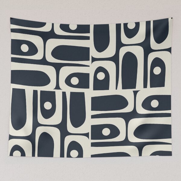 Item preview, Mid Century Modern Abstract Piquet Multi Pattern in Dark Navy and Off White designed and sold by kierkegaard.