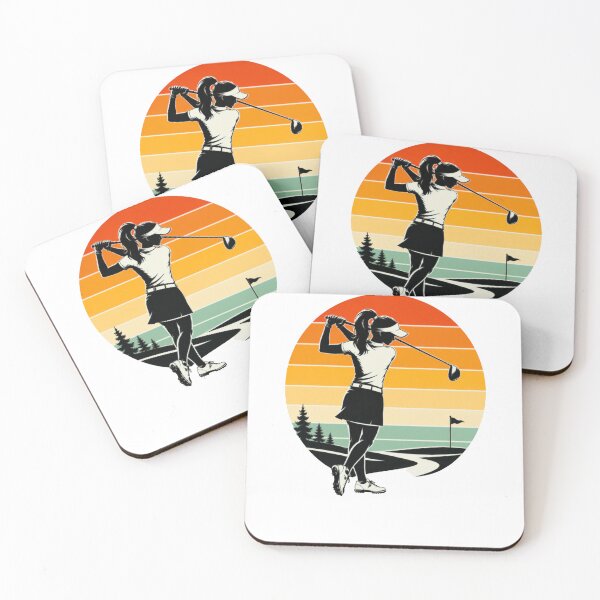 Item preview, Vintage Women Golfer Sunset Silhouette | Retro Female Golf designed and sold by mArtWear.