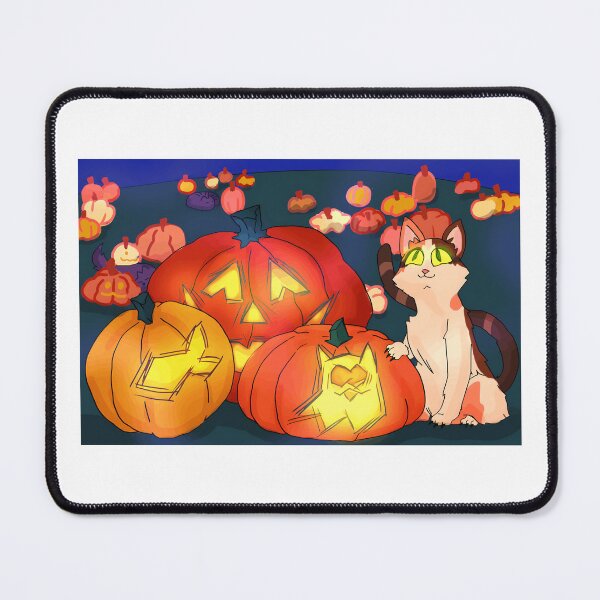 Item preview, Cat with Glowing Carved Pumpkins designed and sold by Catsi-Nook-Art.