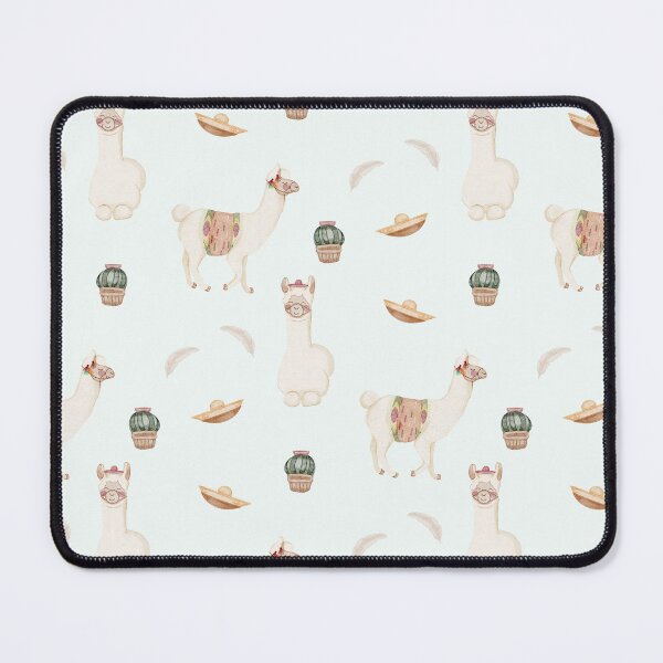 Item preview, Cute Watercolor Llamas Cacti and Sombreros Mint Fiesta Pattern designed and sold by svitlaarty.