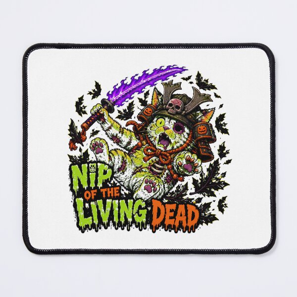 Item preview, Zombie Samurai Halloween Cat With Flaming Katana designed and sold by chattsuede.