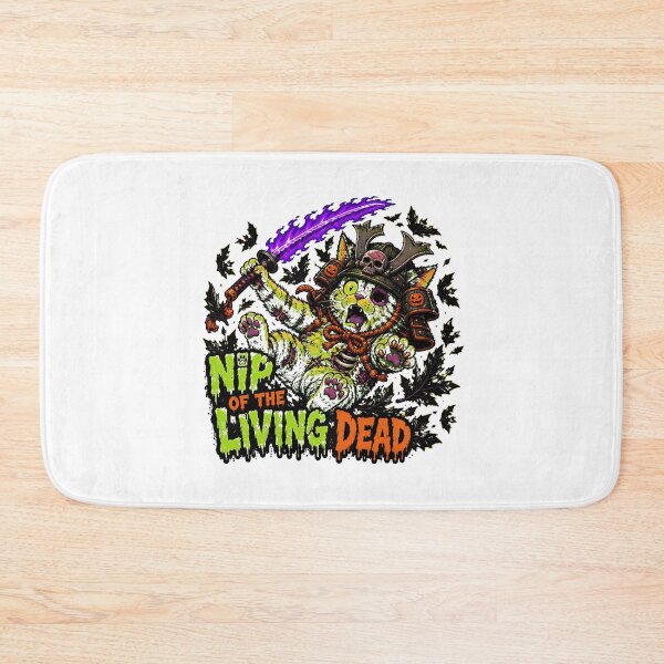 Item preview, Zombie Samurai Halloween Cat With Flaming Katana designed and sold by chattsuede.