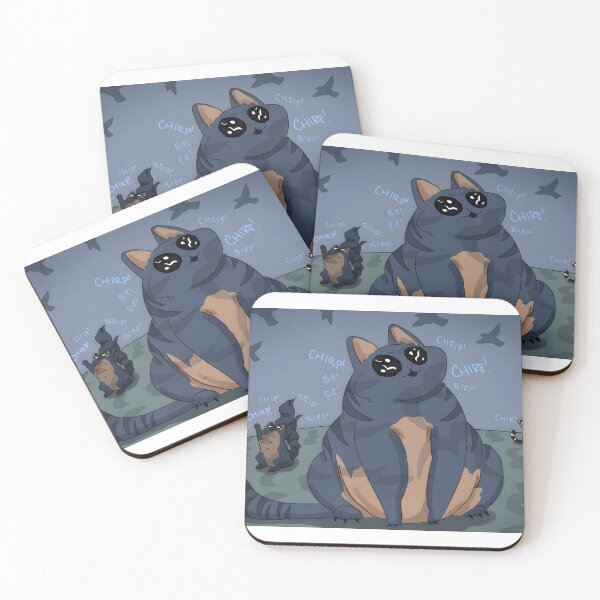 Item preview, Chubby Tabby Cat with Birds and Chirping Cats designed and sold by Catsi-Nook-Art.