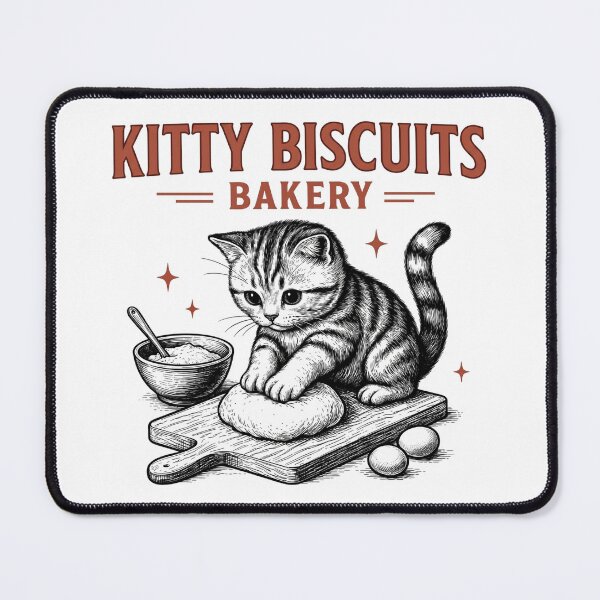 Item preview, Kitty Biscuits Bakery - Cute Vintage Cat Baking Illustration designed and sold by Shopeon Designs.