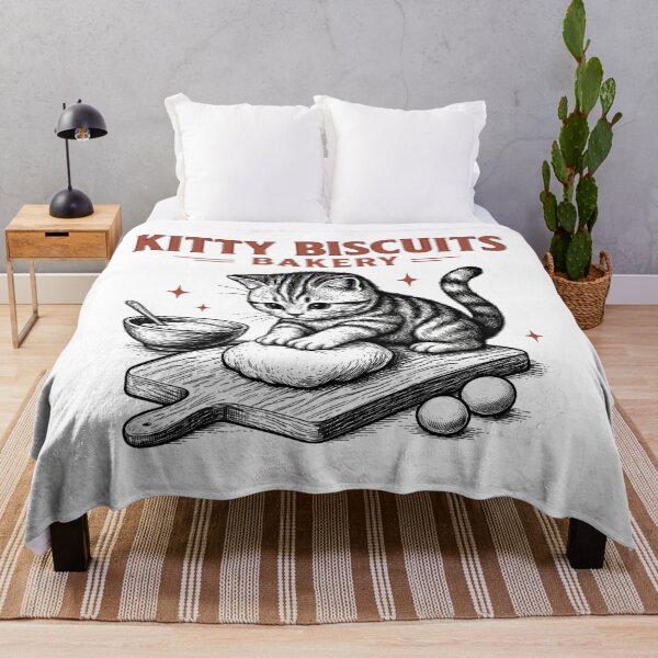 Item preview, Kitty Biscuits Bakery - Cute Vintage Cat Baking Illustration designed and sold by Shopeon Designs.