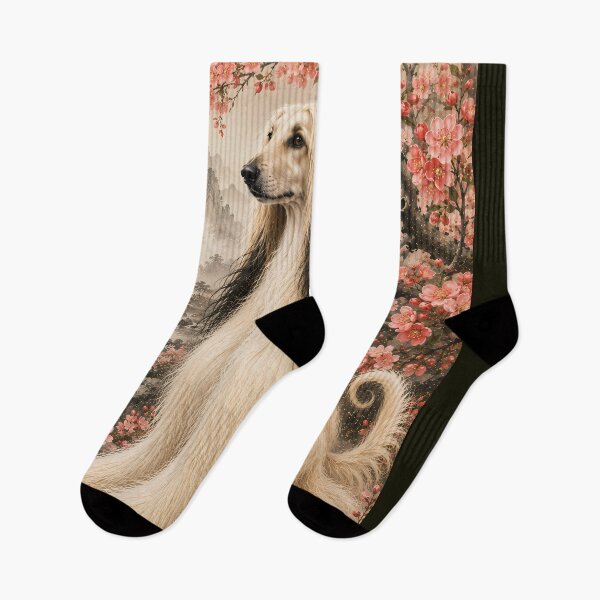 Item preview, Afghan Hound in Wisteria Garden – Elegant Asian Floral Art designed and sold by ManJiangHong.