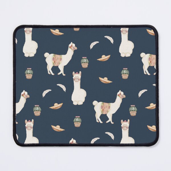 Item preview, Cute Watercolor Llamas Cacti and Sombreros Navy Blue Fiesta Pattern designed and sold by svitlaarty.
