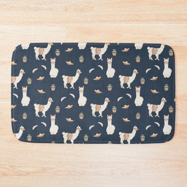 Item preview, Cute Watercolor Llamas Cacti and Sombreros Navy Blue Fiesta Pattern designed and sold by svitlaarty.