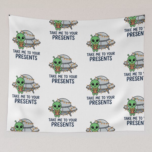 Item preview, Take Me To Your Presents Cute Alien Christmas UFO Holiday Pun Sci-Fi Humor designed and sold by raedattia.