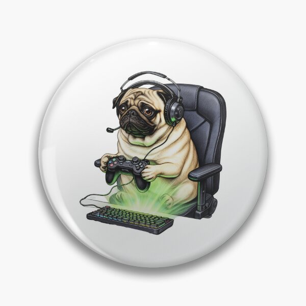 Item preview, Gamer Pug with Headset - Funny Gaming Dog Video Game Art designed and sold by SundayFunniesCo.