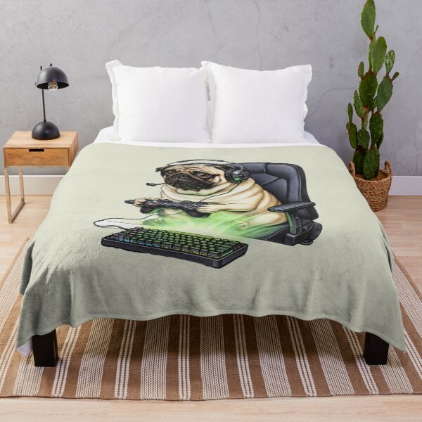 Item preview, Gamer Pug with Headset - Funny Gaming Dog Video Game Art designed and sold by Pure Breed Studio.
