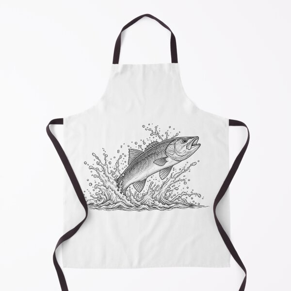 Item preview, Leaping Bass Fish with Water Splashes — Detailed Line Art Illustration designed and sold by Tee Visions.