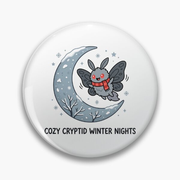 Item preview, Cozy Cryptid Winter Nights Cute Mothman Red Scarf Snow Crescent Moon designed and sold by raedattia.