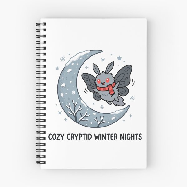 Item preview, Cozy Cryptid Winter Nights Cute Mothman Red Scarf Snow Crescent Moon designed and sold by raedattia.