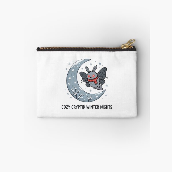 Item preview, Cozy Cryptid Winter Nights Cute Mothman Red Scarf Snow Crescent Moon designed and sold by raedattia.