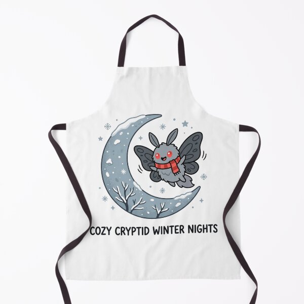Item preview, Cozy Cryptid Winter Nights Cute Mothman Red Scarf Snow Crescent Moon designed and sold by raedattia.