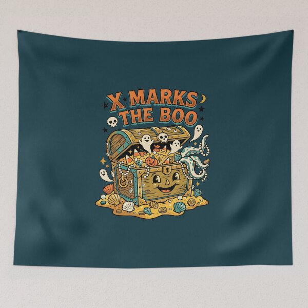 Item preview, "X Marks the Boo" Haunted Treasure Chest − Halloween Pirate Coastal Design designed and sold by Sea Gem.