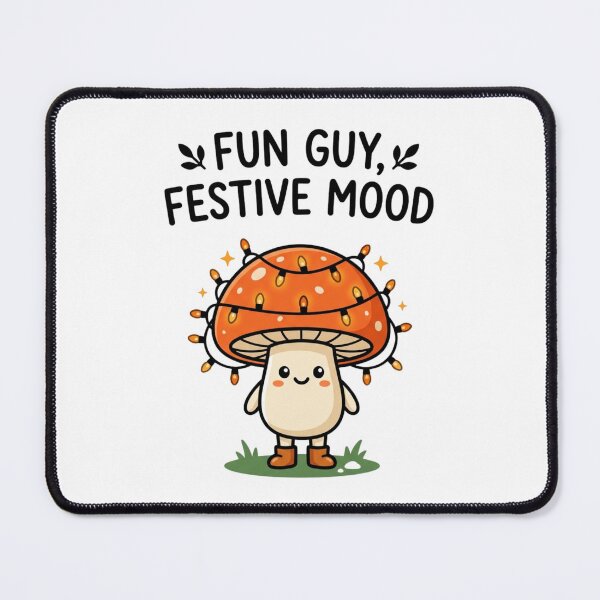Item preview, Fun Guy Festive Mood Cute Mushroom Holiday Lights Pun Kawaii Mycology designed and sold by raedattia.