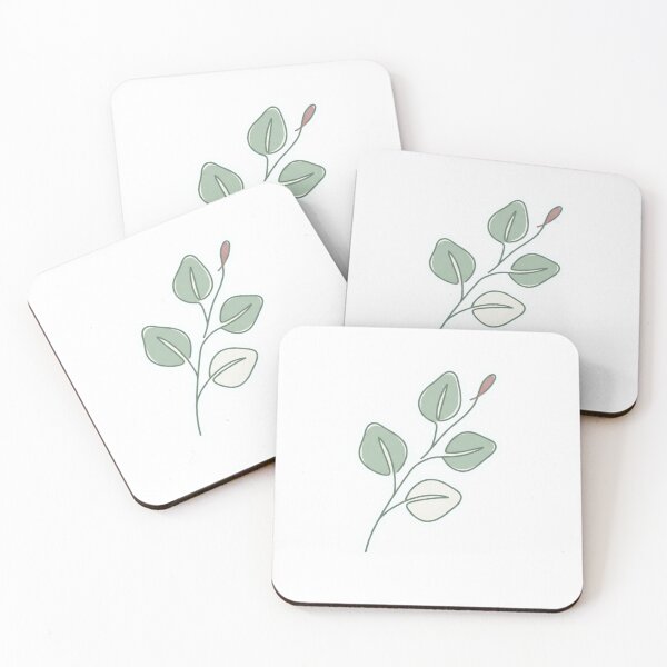 Item preview, Minimal Continuous Line Eucalyptus Branch with Three Leaves Sage Green Dusty Rose Botanical Design designed and sold by OnPointOutfits.