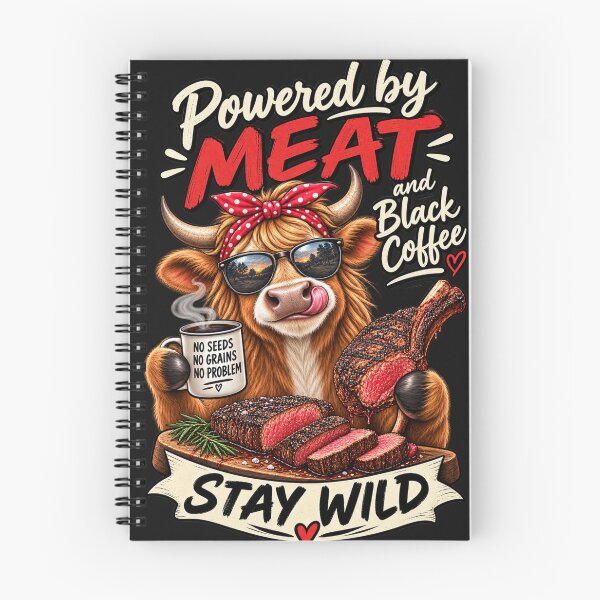 Item preview, POWERED BY MEAT AND BLACK COFFEE designed and sold by CarnivoreGifts.