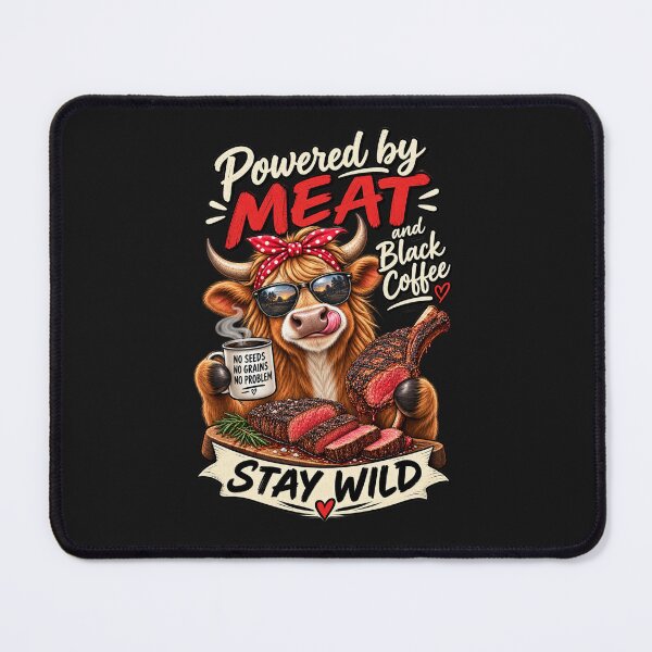 Item preview, POWERED BY MEAT AND BLACK COFFEE designed and sold by CarnivoreGifts.