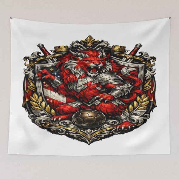 Item preview, Crimson Lion Football Guardian – Medieval Fantasy Emblem designed and sold by TroviTutto.