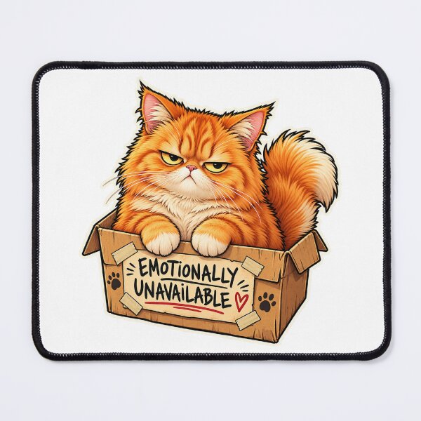 Item preview, Emotionally Unavailable – Funny Orange Cat in Cardboard Box designed and sold by zenithviv.