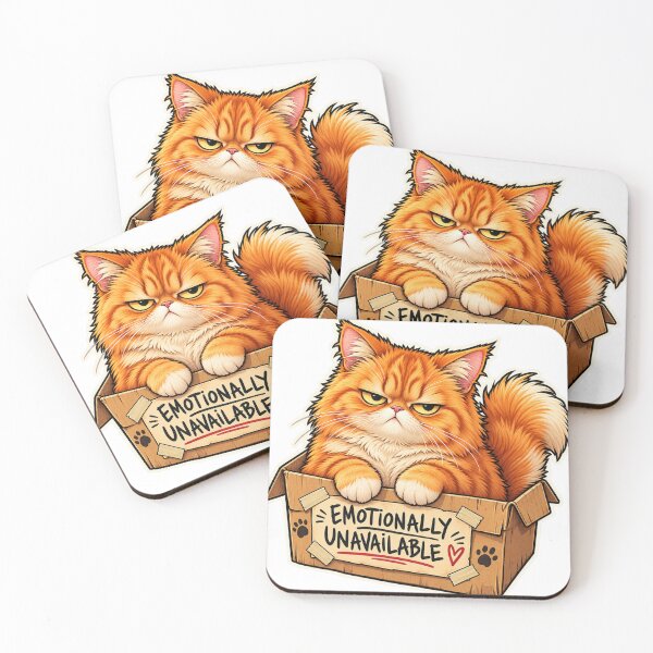 Item preview, Emotionally Unavailable – Funny Orange Cat in Cardboard Box designed and sold by zenithviv.