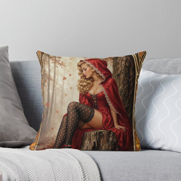 Item preview, Pinup Girl Saskia Vogel In Red Satin Within Oberwald Woods Sovereign AI Concept Art by Xzendor7 designed and sold by Xzendor7 Digital Art Creations.