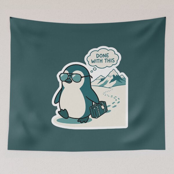 Item preview, Done With This Funny Penguin Sarcastic Work Burnout Vacation Cute Animal Cartoon Art designed and sold by MarCinu Art.