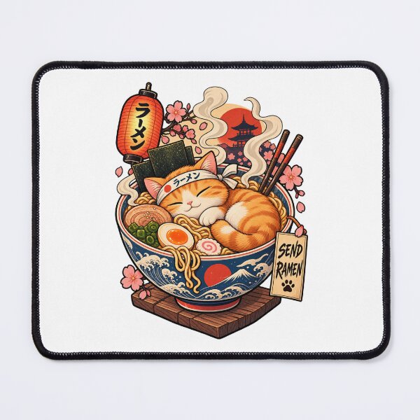 Item preview, Chubby Cat Ramen Bowl Pastel Lofi Japanese Art designed and sold by LuxeBuzz.