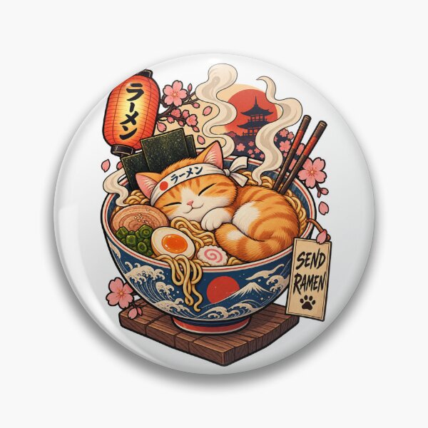 Item preview, Chubby Cat Ramen Bowl Pastel Lofi Japanese Art designed and sold by LuxeBuzz.