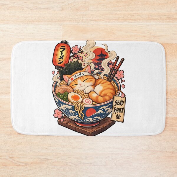 Item preview, Chubby Cat Ramen Bowl Pastel Lofi Japanese Art designed and sold by LuxeBuzz.