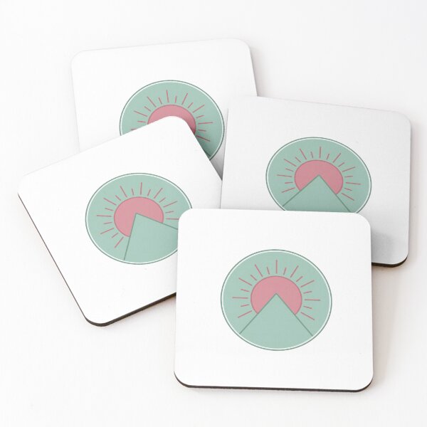 Item preview, Minimal Flat Vector Sun and Mountain Peak Badge Sage Green Dusty Rose Simple Line Design designed and sold by OnPointOutfits.