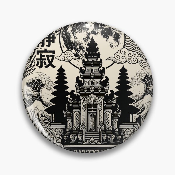 Item preview, Seijaku Balinese Temple Moon Night Emblem Art designed and sold by cannsuh.