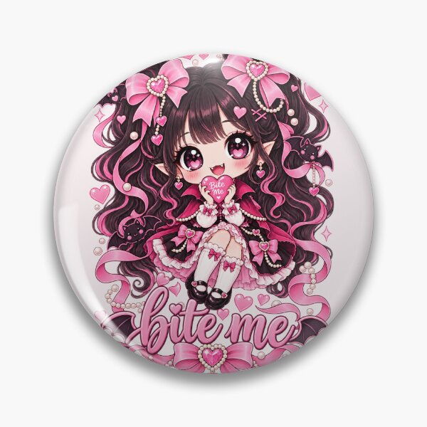 Item preview, Bite Me Cute Coquette Vampire Chibi – Pink Halloween Girly Kawaii Gothic Gift designed and sold by SaNaCreation13.