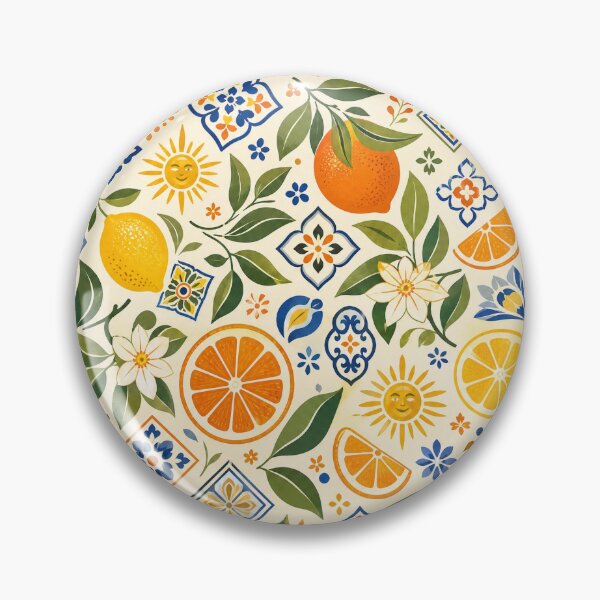 Item preview, Mediterranean Citrus Lemon and Orange Tile Pattern designed and sold by ArtsAmaze.