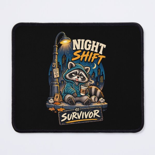 Item preview, Night Shift Survivor Raccoon Hoodie Coffee Funny Night Shift Worker Vintage Retro Graphic designed and sold by zenithviv.