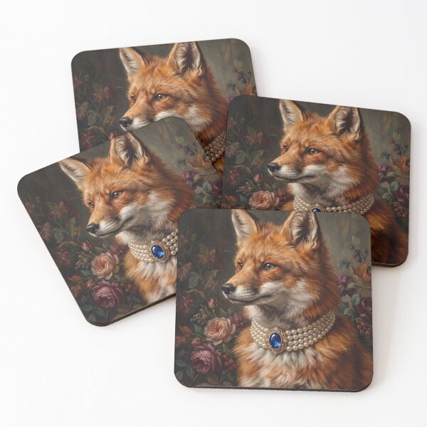 Item preview, Royal Fox in Pearl Necklace Painting designed and sold by The Real Beast Art.