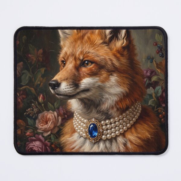 Item preview, Royal Fox in Pearl Necklace Painting designed and sold by The Real Beast Art.