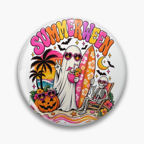 Item preview, Summerween Retro Ghost Beach – Spooky Summer Halloween Surf Design designed and sold by EnchantedDesigns .
